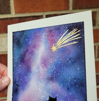 Image 4 of Stargazing Cat Original Watercolor Painting