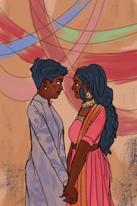 Under the Curtains Postcard - Illustration (4"x 6")