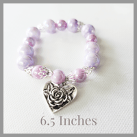 Image 2 of NEW!!! Pink Beauty Bracelet/Pink Beauty Earrings/Silver Rose Earrings for Kids Teens Girls