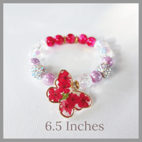 Image 1 of NEW!!! Red and Pink Butterfly Bracelet/Red Drop Earrings/ Red Butterfly Earrings for Kids Teens Girl