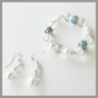 Image 1 of   NEW!!! Blue Green Skies Bracelet/Green Sky Earrings  for Kids Teens Girls