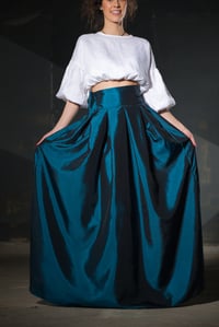 Image 2 of Beautiful Petrol Skirt, Party Skirt, Taffeta Skirt, High Waist Maxi Skirt, XS-2XL