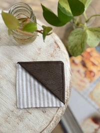 Image 1 of Rustic Leather and Linen Corner Bookmark
