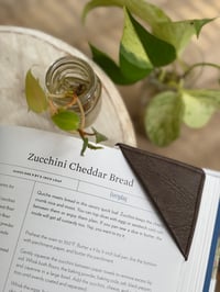 Image 2 of Rustic Leather and Linen Corner Bookmark