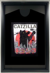 Image 2 of Child size Catzilla T shirt 2, custom rhinestone cat (size XS)