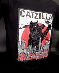 Image 6 of Child size Catzilla T shirt 2, custom rhinestone cat (size XS)
