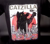 Image 10 of Child size Catzilla T shirt 2, custom rhinestone cat (size XS)