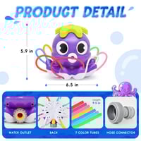 Image 2 of Space Rocket Octopus Sprinkler Water Toy Automatic Rotation Fun Spray Water Children's Water Play...