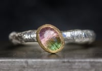 Image 1 of Recycled silver and 9ct ring with bi coloured tourmaline