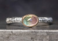 Image 1 of Recycled silver and 9ct ring with bi coloured tourmaline - no.3