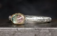 Image 2 of Recycled silver and 9ct ring with bi coloured tourmaline - no.3