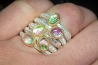 Image 3 of Recycled silver and 9ct ring with bi coloured tourmaline - no.4