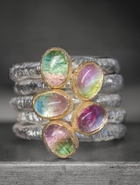 Image 4 of Recycled silver and 9ct ring with bi coloured tourmaline - no.4