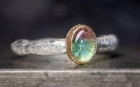 Image 2 of Recycled silver and 9ct ring with bi coloured tourmaline - no.5