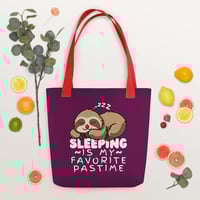 Image 2 of Sleeping Is My Favorite Pastime Sloth Tote Bag