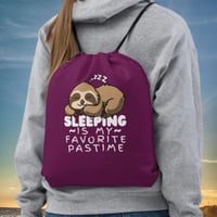 Sleeping Is My Favorite Pastime Sloth Drawstring Bag