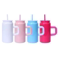 16oz subblimation stainless steel tumbler with handle and lids mason jar