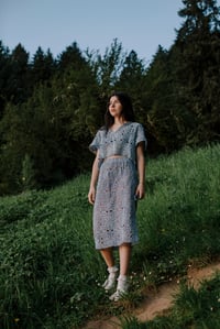 Image 1 of Holly Stalder Vintage Cotton Evening Blue Crochet Skirt 