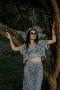 Image 1 of Holly Stalder Vintage Cotton Crochet Crop Shirt 