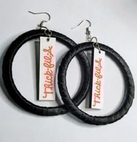 Image 2 of Thick-Fil-A Black Ribbon Earrings – Bold Afrocentric Style | Handmade  Jewelry