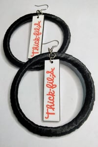 Image 3 of Thick-Fil-A Black Ribbon Earrings – Bold Afrocentric Style | Handmade  Jewelry