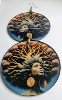 Image 1 of Root of Life Tree Earrings | Afrocentric Handmade Statement Jewelry