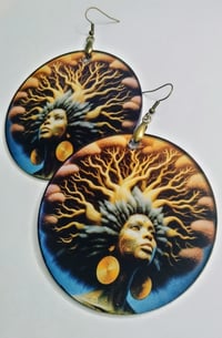 Image 3 of Root of Life Tree Earrings | Afrocentric Handmade Statement Jewelry