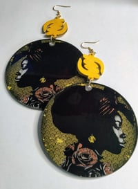 Image 1 of Afrocentric Gye Nyame Acrylic  hand paint Earrings