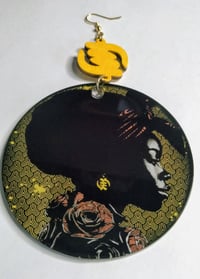 Image 4 of Afrocentric Gye Nyame Acrylic  hand paint Earrings