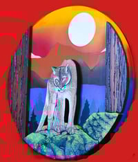 Image 2 of Cougar Diorama - Handmade 3D Wooden Wall Hanging Artwork