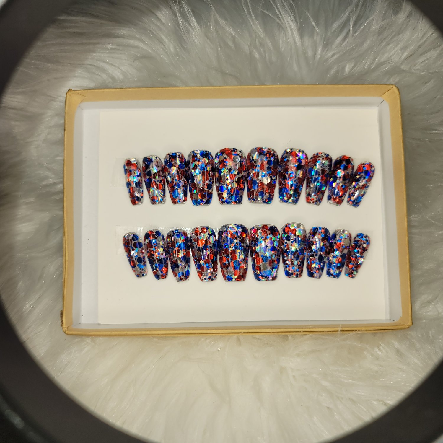 Image of Patriotic glitter press ons