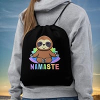 Colorful Sloth Yoga Namaste Drawstring Bag