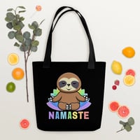 Image 1 of Colorful Sloth Yoga Namaste Tote Bag