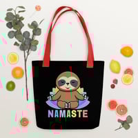 Image 2 of Colorful Sloth Yoga Namaste Tote Bag