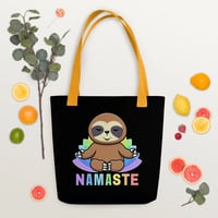 Image 3 of Colorful Sloth Yoga Namaste Tote Bag