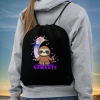 Sloth Moon Flowers Yoga Namaste Drawstring Bag