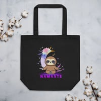 Sloth Moon Flowers Yoga Namaste Eco Tote Bag