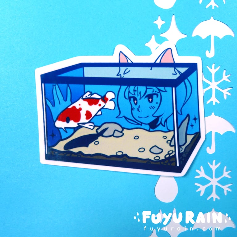 STICKER - Catgirl & Koi