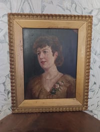 Image 1 of Portrait ancien à l'huile sur bois