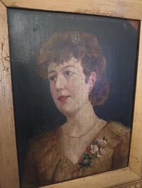 Image 2 of Portrait ancien à l'huile sur bois