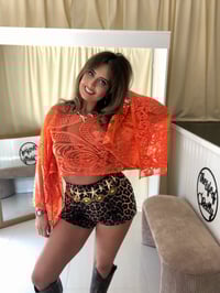 Image 3 of Orange Sequin Wing Sleeve Top