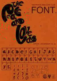 The Peace & Love Club Font - art print