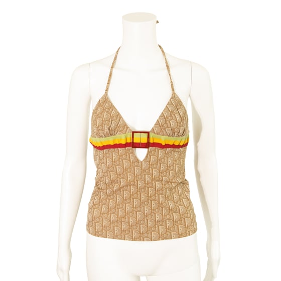 Image of Christian Dior 2004 Rasta Monogram Swim Halter Top 