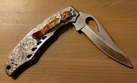 Image 2 of Windy Ridge Designs Custom Spyderco Byrd Knife. Sterling and Nickel Silver scales