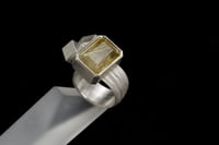 Image 2 of Geometric Sterling Silver Ring with Rutilated Quartz