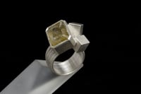 Image 1 of Geometric Sterling Silver Ring with Rutilated Quartz