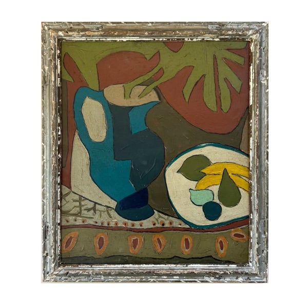 Image of Contemporary Painting, 'Blue Jug and Fruit,' Marc Taylor.