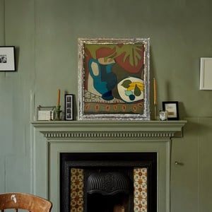 Image of Contemporary Painting, 'Blue Jug and Fruit,' Marc Taylor.