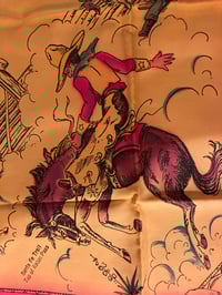 Image 1 of Vintage Top of Raton Pass Rodeo Souvenir Scarf. Santa Fe Trail