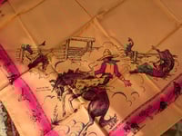 Image 2 of Vintage Top of Raton Pass Rodeo Souvenir Scarf. Santa Fe Trail